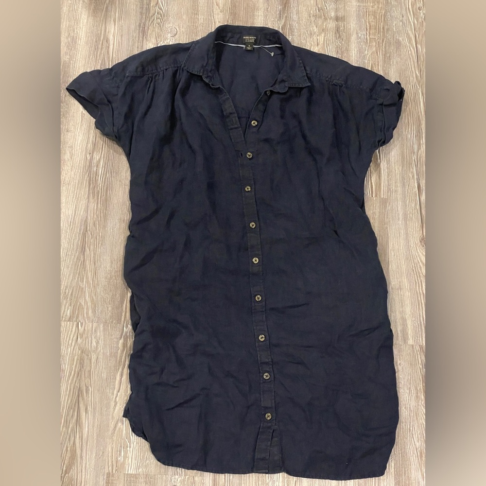 J.Crew Baird McNutt 100% Irish Linen Navy Shirtdress Size S